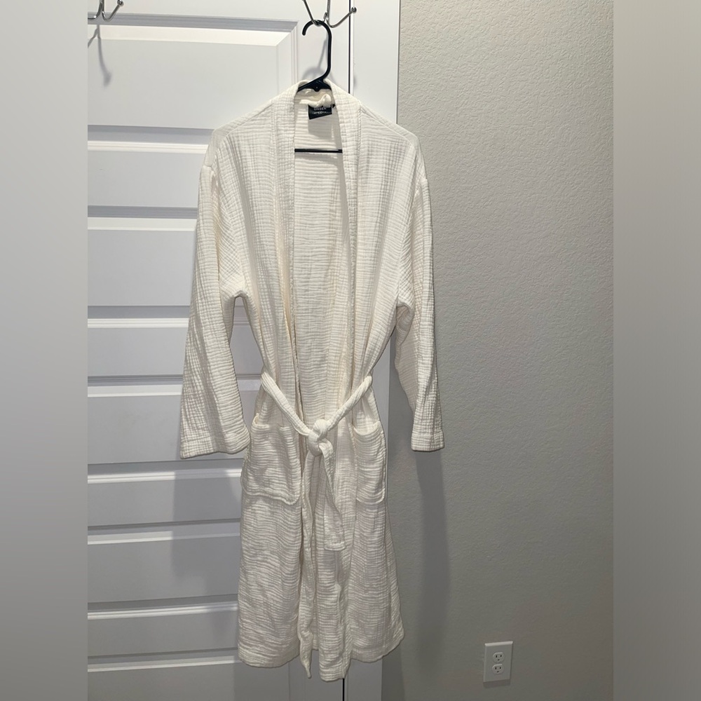 Onsen cream slub cotton Waffle unisex Robe M